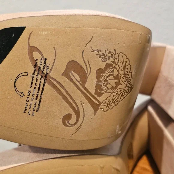 Free People Suede Platform Block Heel Mules Tan Square Toe 38 0004123152 - Picture 6 of 9